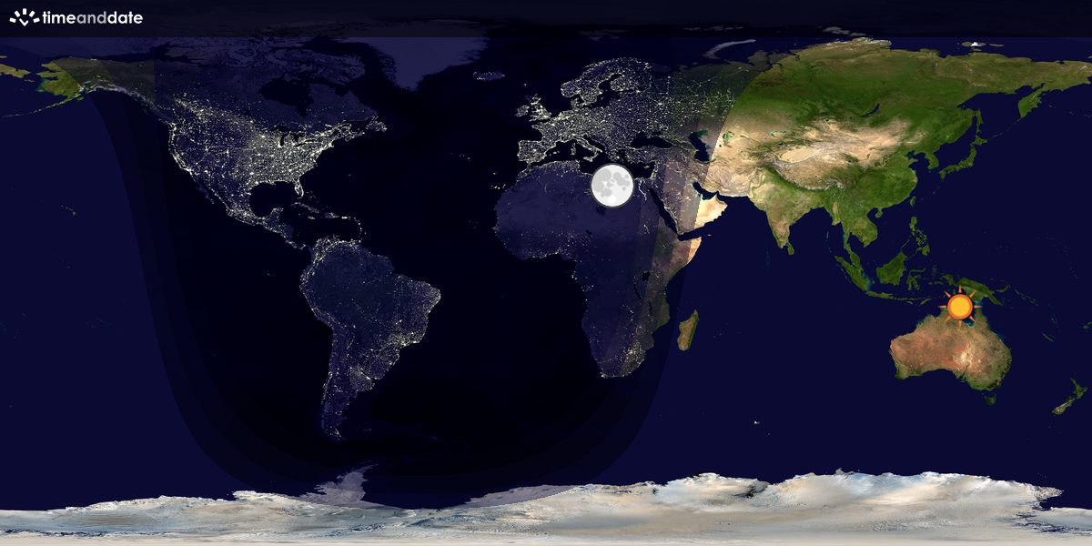 Verdenskart som viser dag og natt 