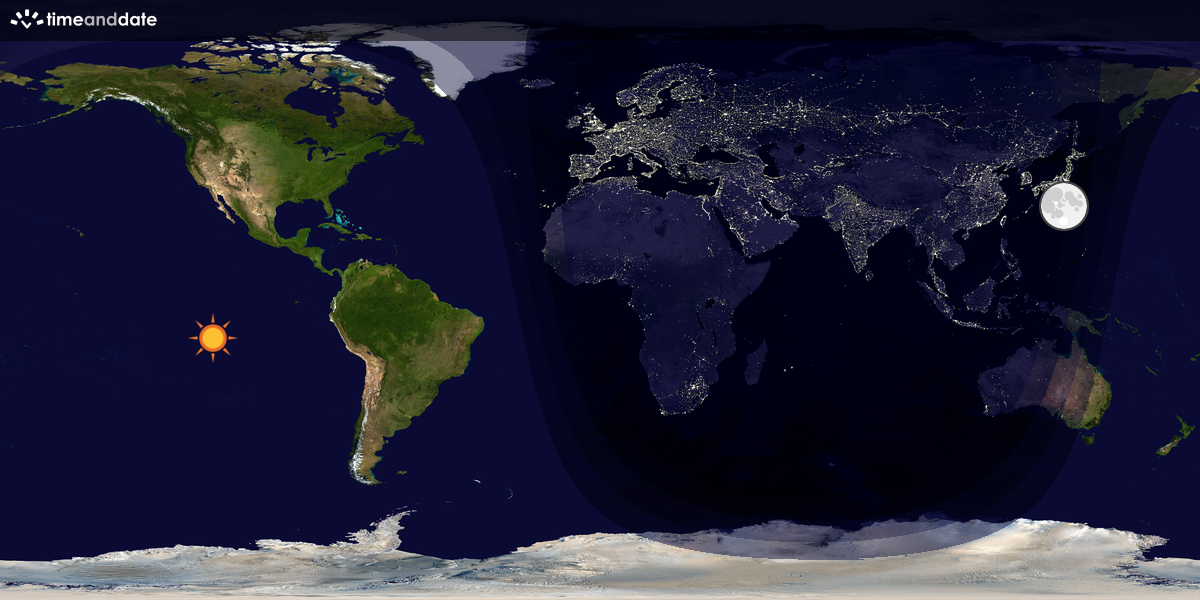 Verdenskart som viser dag og natt 