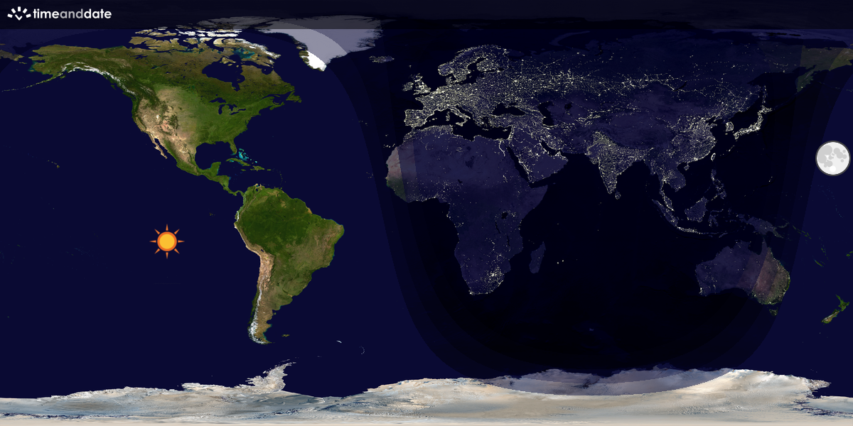 Verdenskart som viser dag og natt 