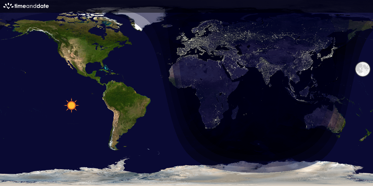 Verdenskart som viser dag og natt 