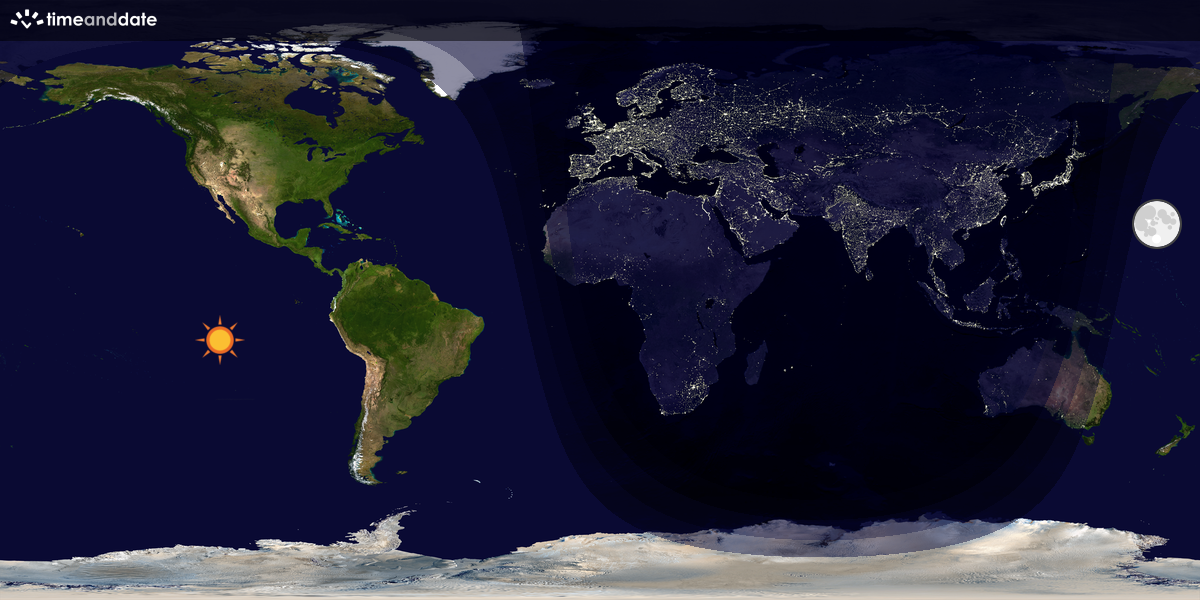 Verdenskart som viser dag og natt 
