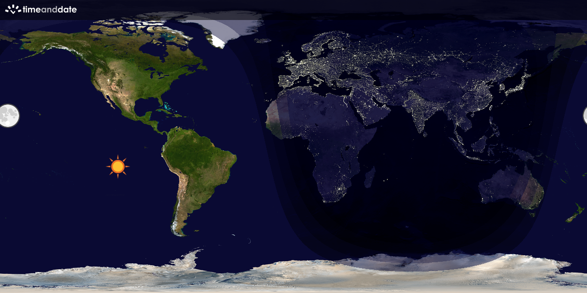 Verdenskart som viser dag og natt 