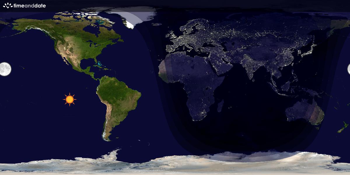 Verdenskart som viser dag og natt 