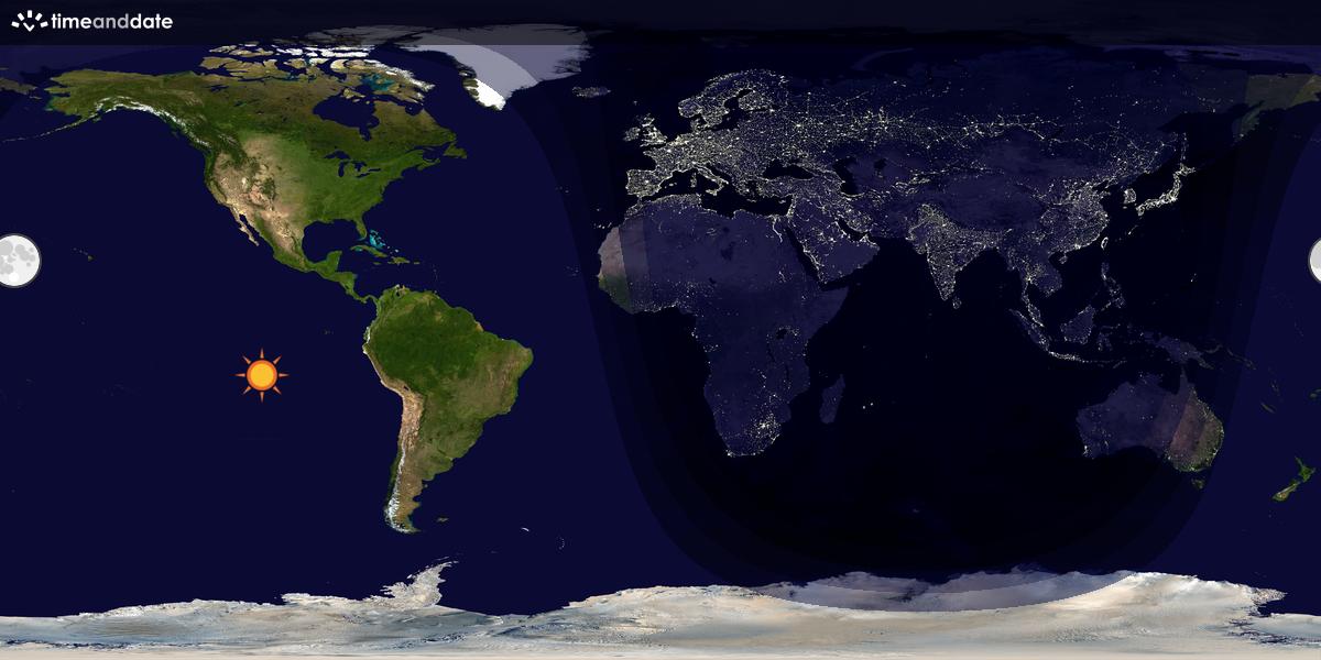 Verdenskart som viser dag og natt 