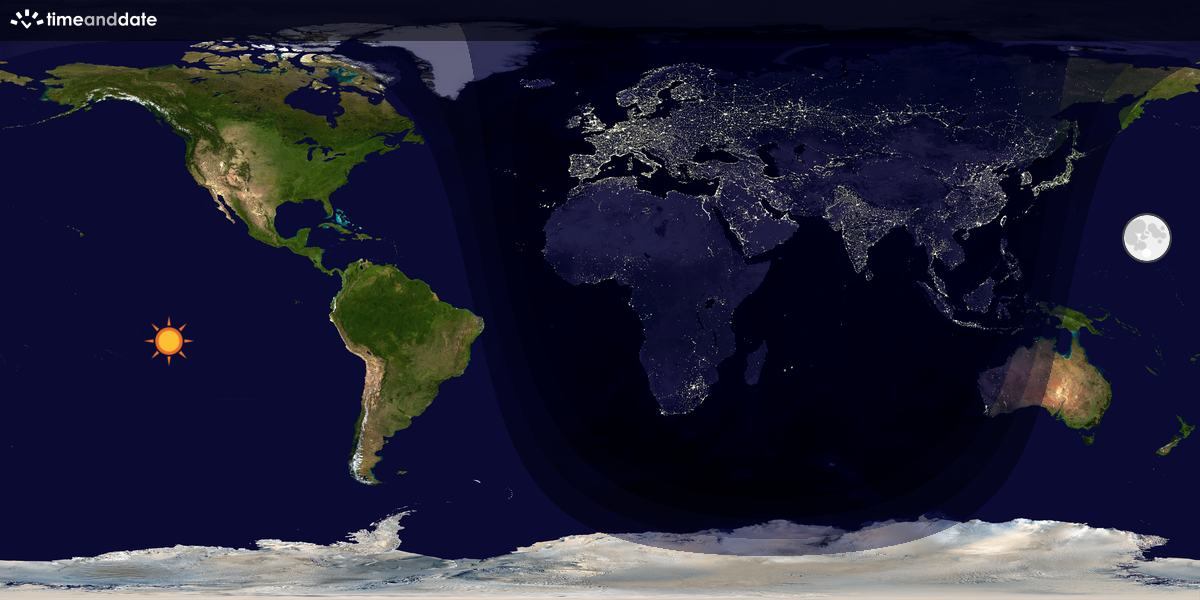 Verdenskart som viser dag og natt 