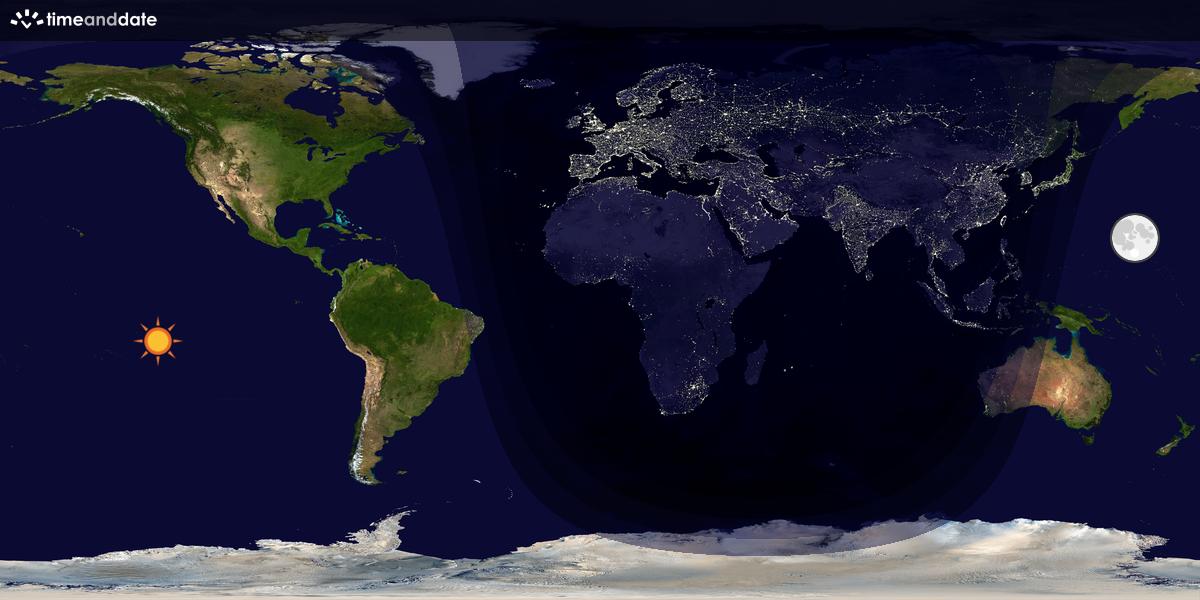 Verdenskart som viser dag og natt 