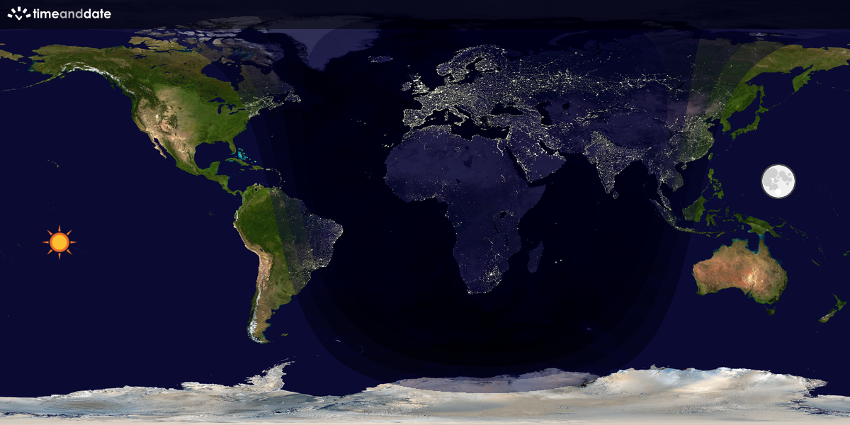 Verdenskart som viser dag og natt 