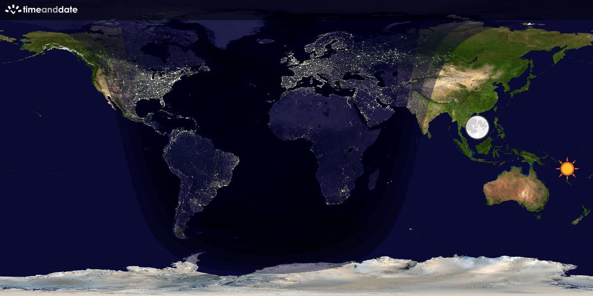 Verdenskart som viser dag og natt 