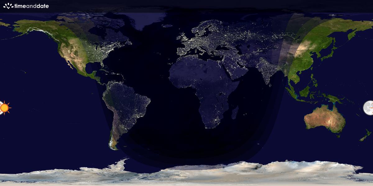 Verdenskart som viser dag og natt 