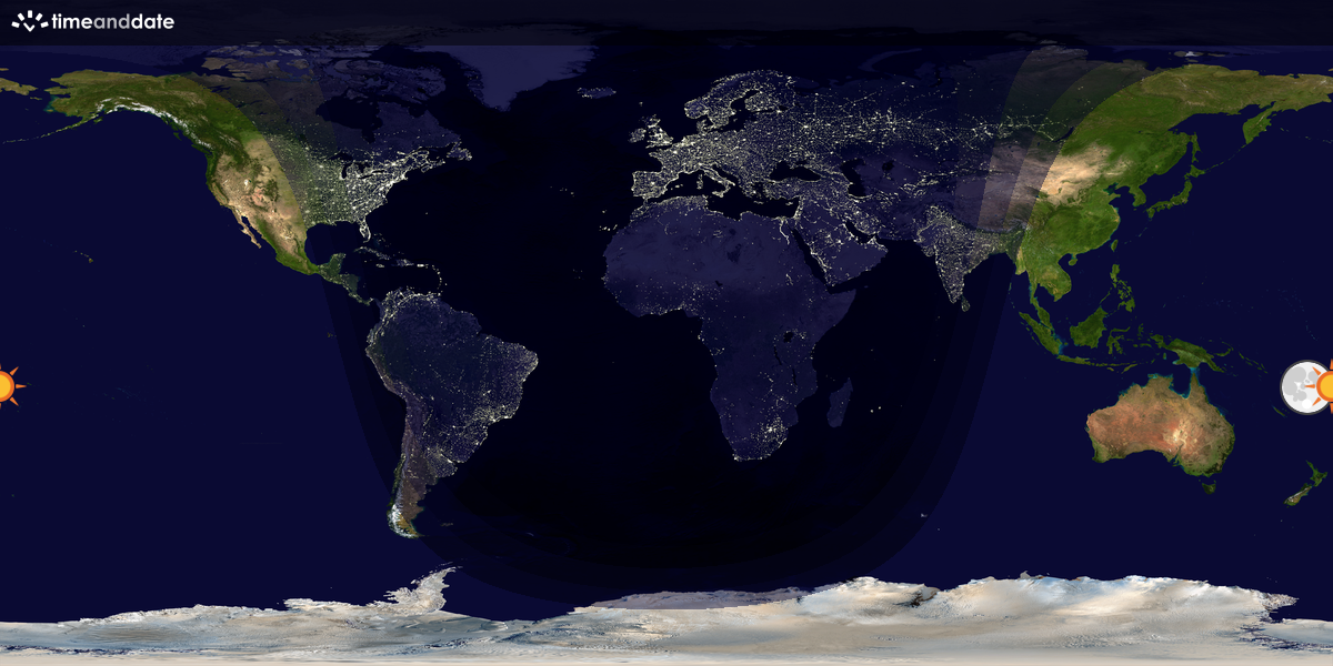 Verdenskart som viser dag og natt 