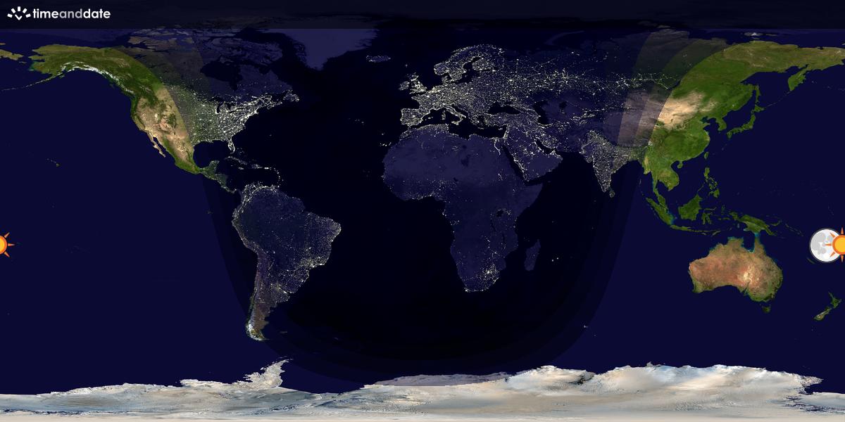 Verdenskart som viser dag og natt 