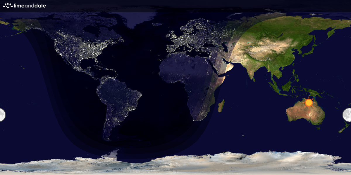 Verdenskart som viser dag og natt 