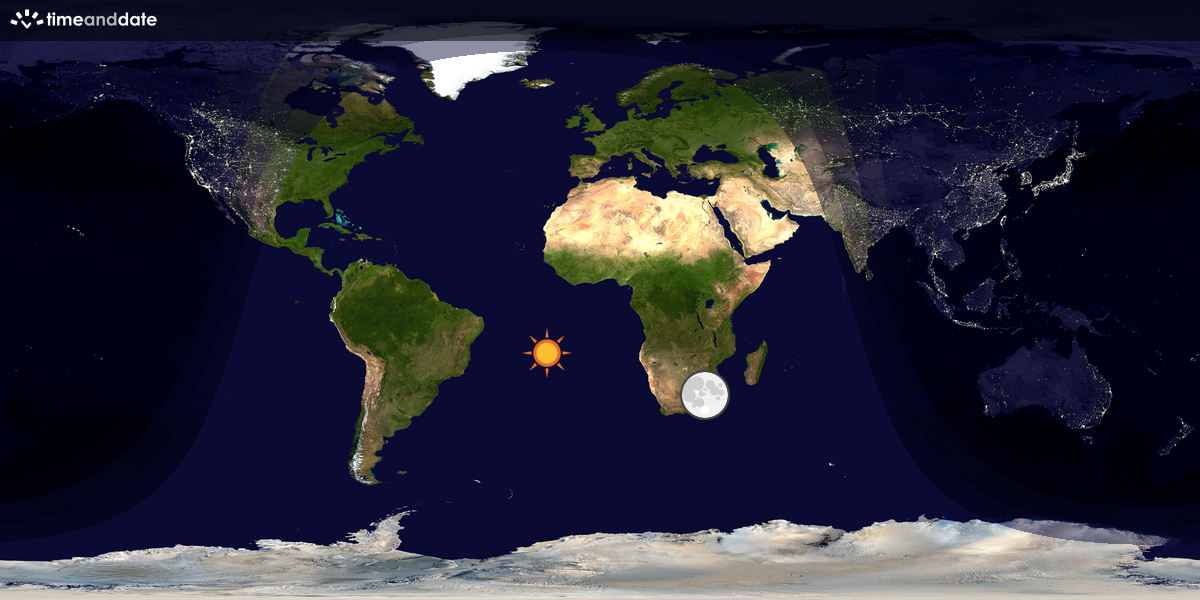 Verdenskart som viser dag og natt 