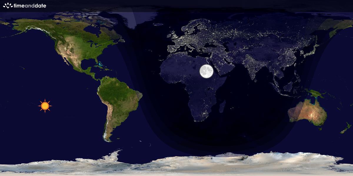 Verdenskart som viser dag og natt 