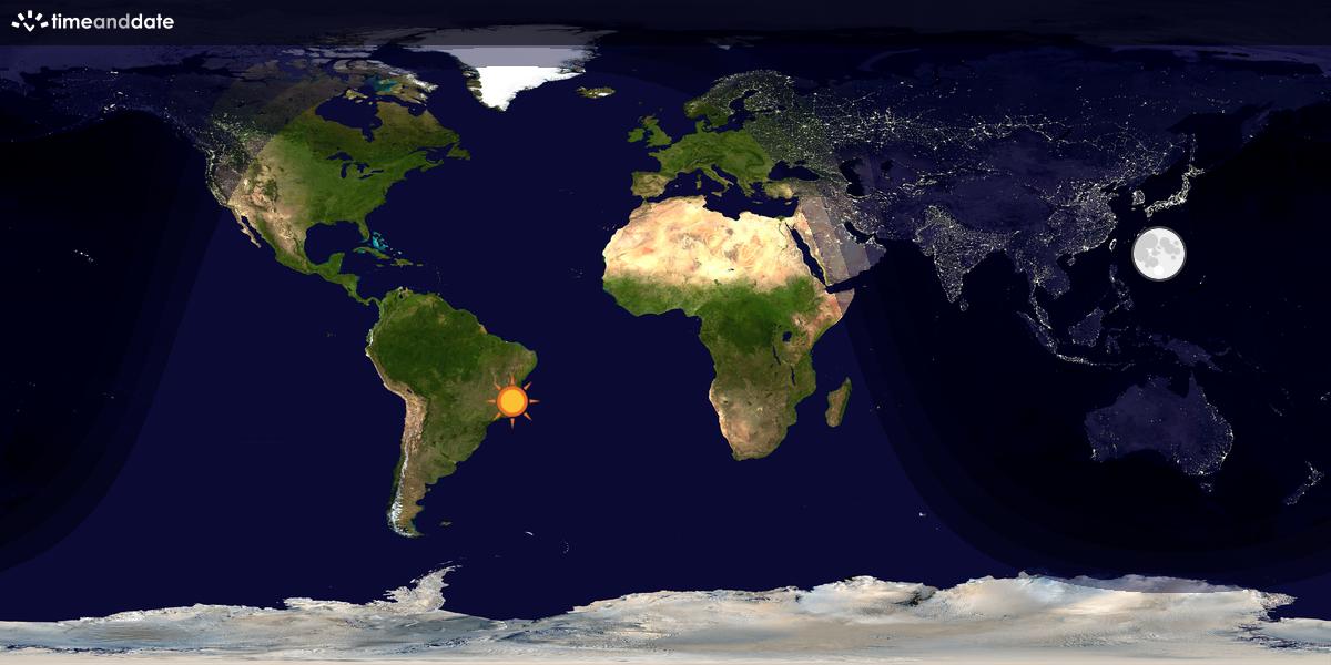 Verdenskart som viser dag og natt 