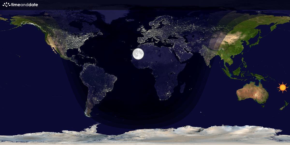 Verdenskart som viser dag og natt 