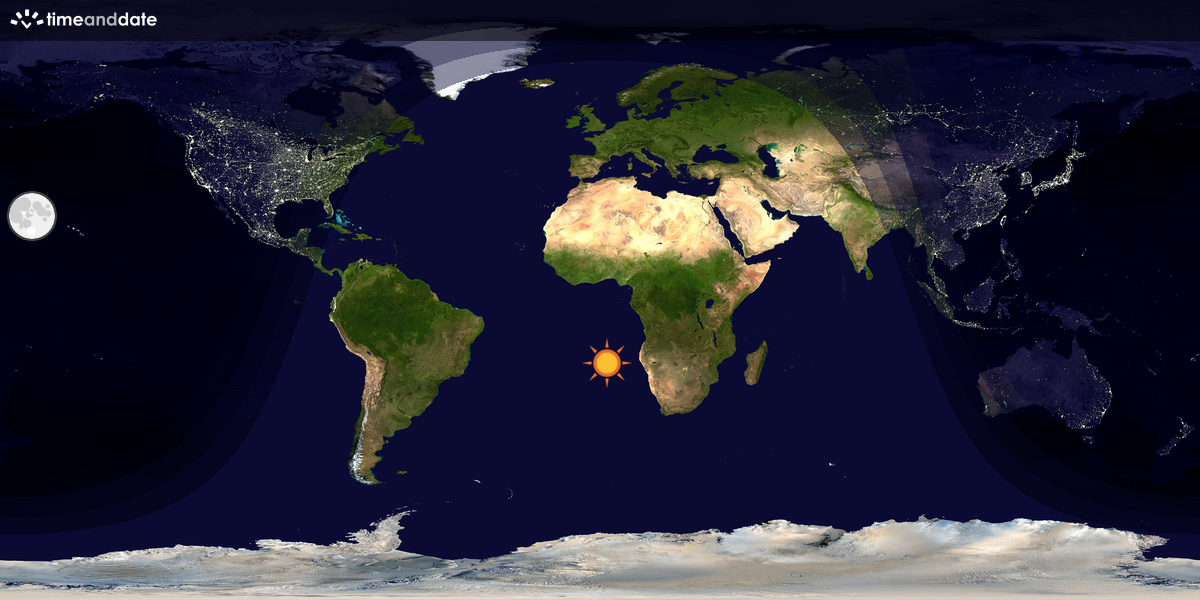 Verdenskart som viser dag og natt 