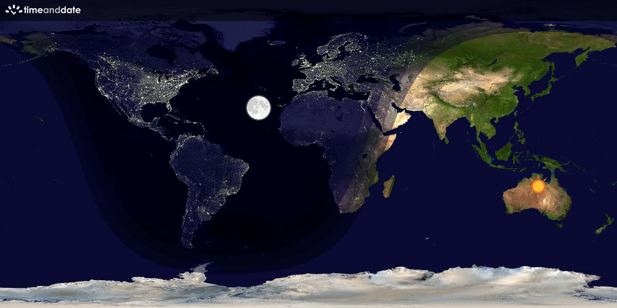 Verdenskart som viser dag og natt 