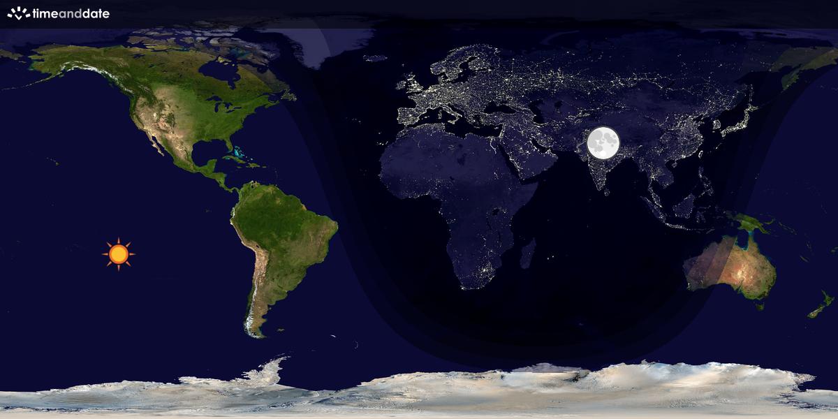 Verdenskart som viser dag og natt 