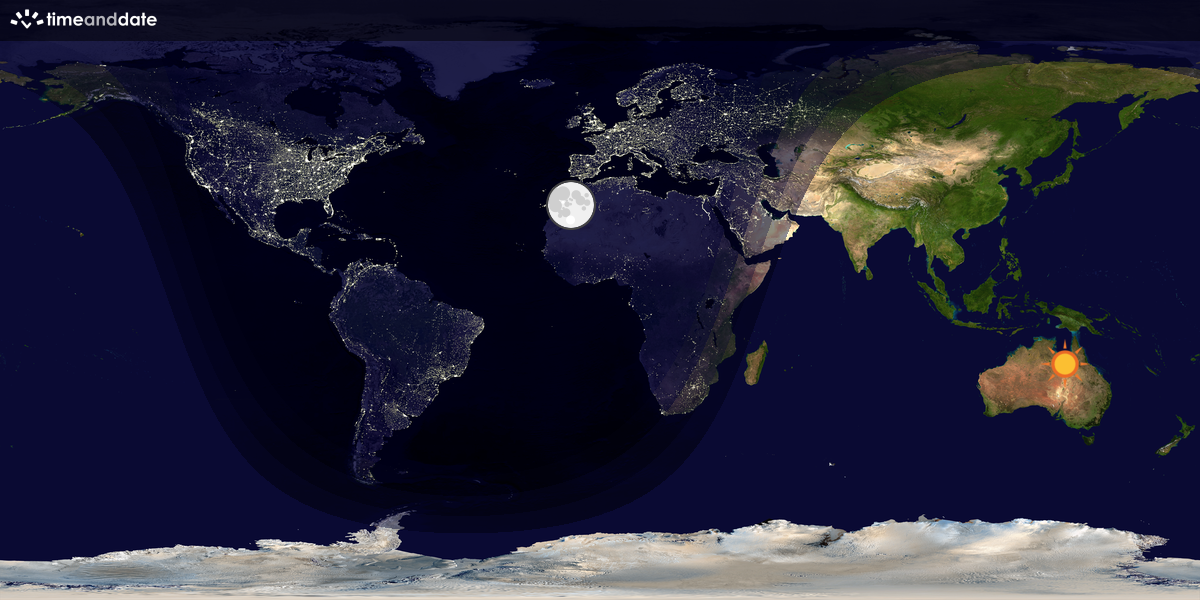Verdenskart som viser dag og natt 