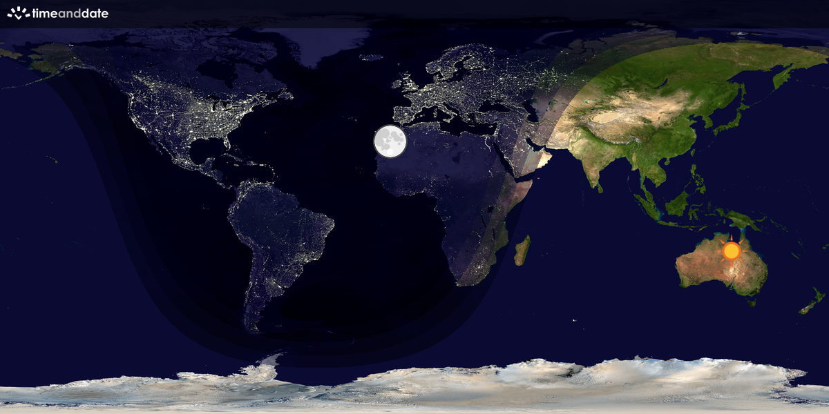 Verdenskart som viser dag og natt 