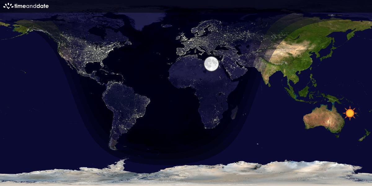Verdenskart som viser dag og natt 