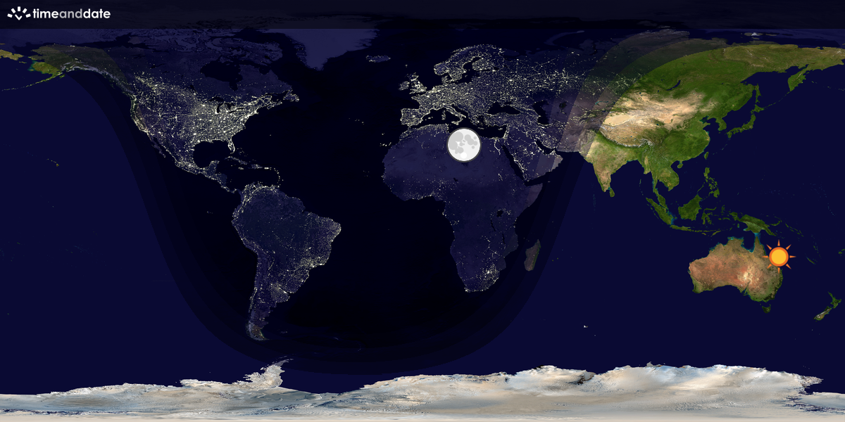 Verdenskart som viser dag og natt 