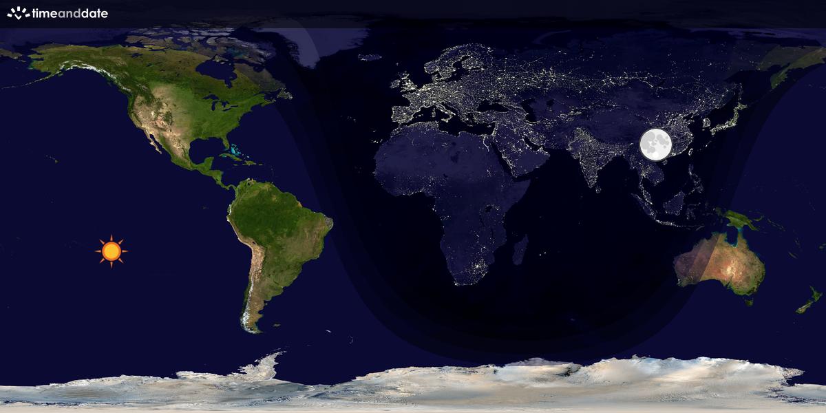 Verdenskart som viser dag og natt 