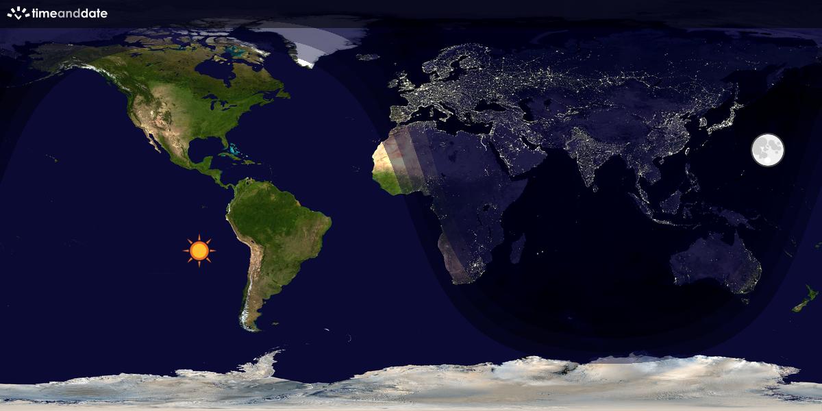 Verdenskart som viser dag og natt 