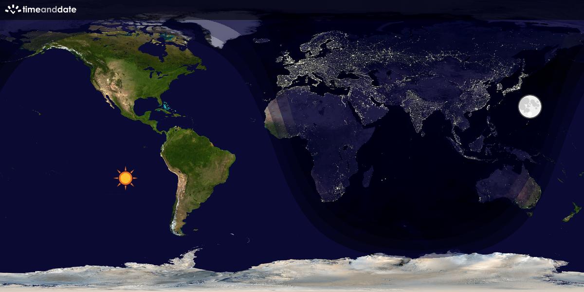 Verdenskart som viser dag og natt 
