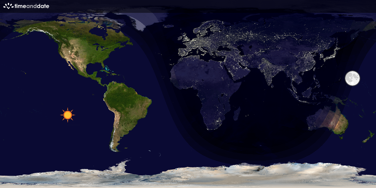 Verdenskart som viser dag og natt 