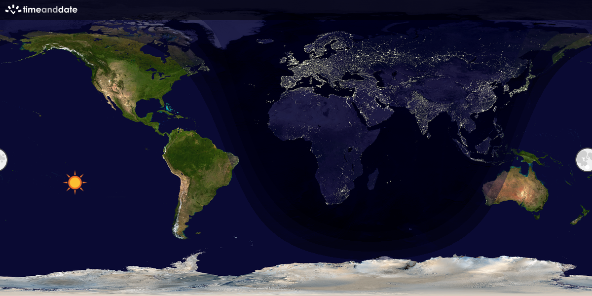 Verdenskart som viser dag og natt 