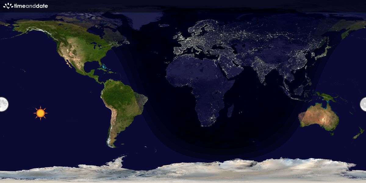 Verdenskart som viser dag og natt 