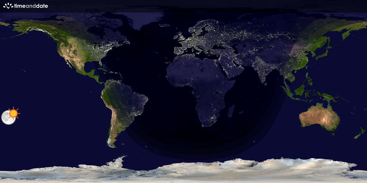 Verdenskart som viser dag og natt 