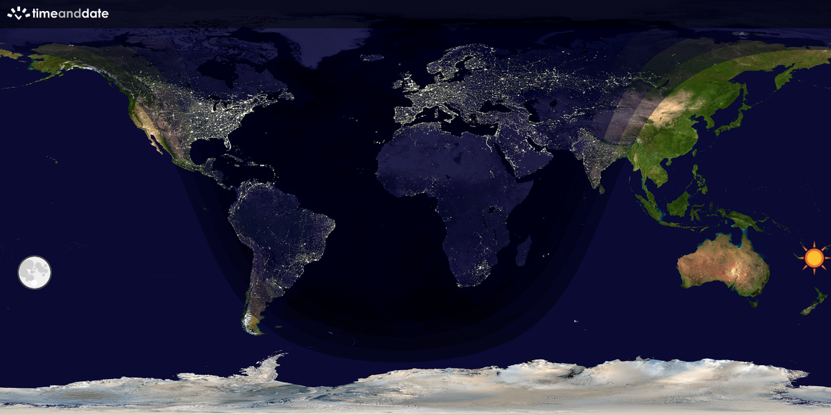 Verdenskart som viser dag og natt 