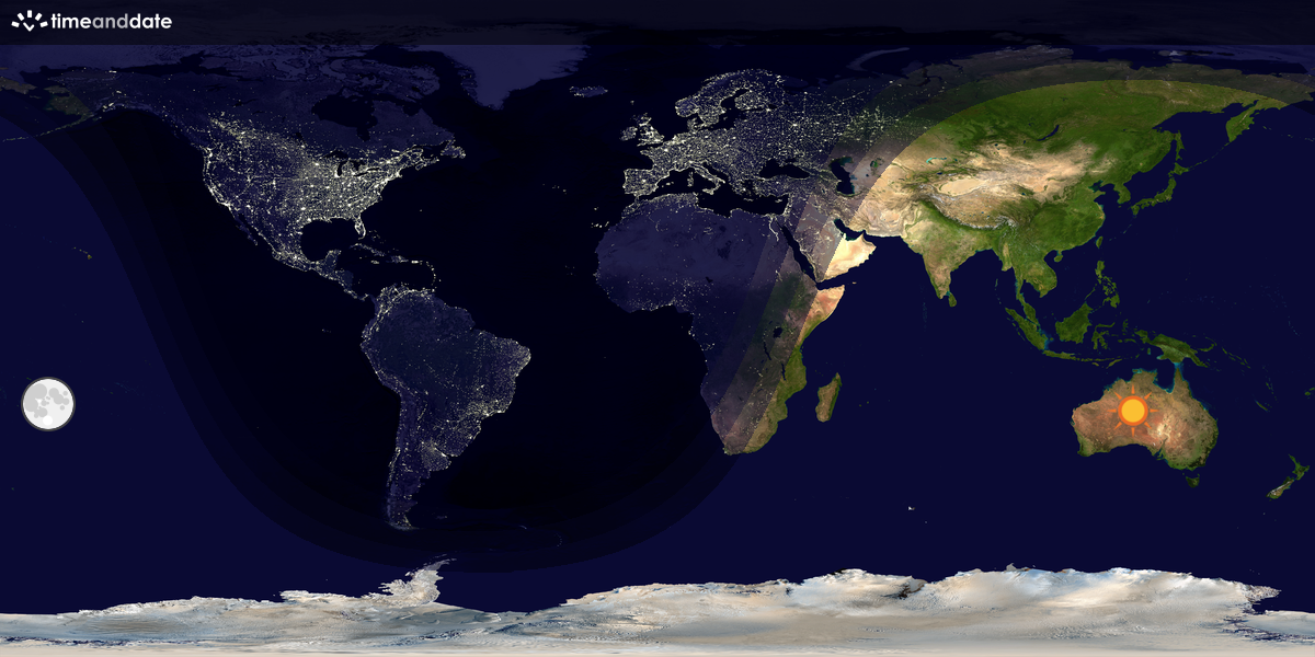 Verdenskart som viser dag og natt 