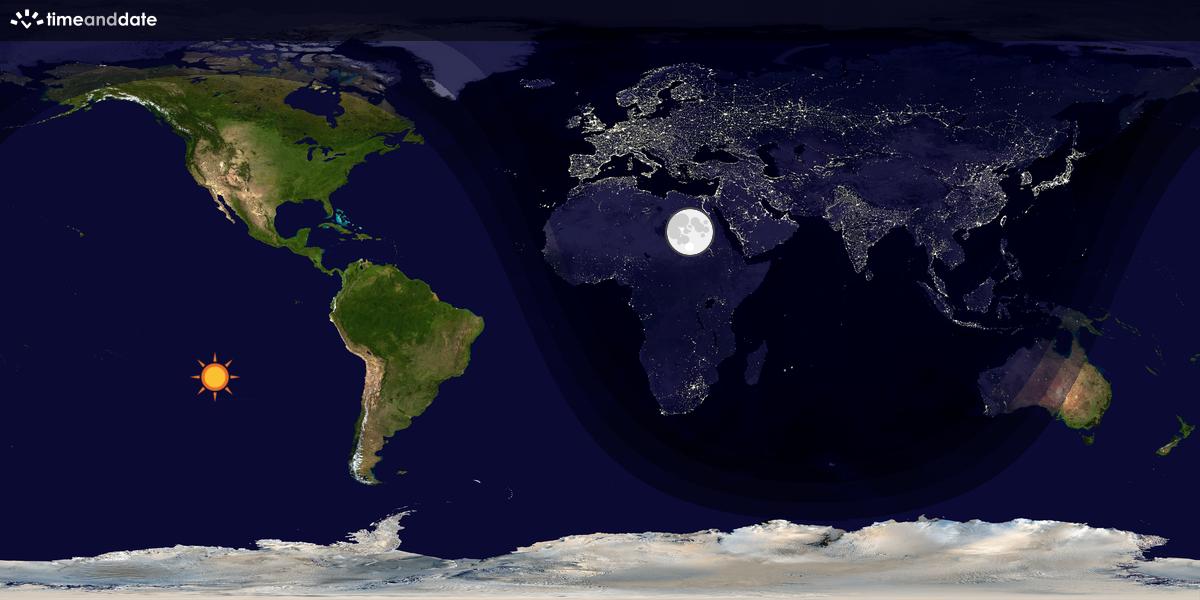 Verdenskart som viser dag og natt 