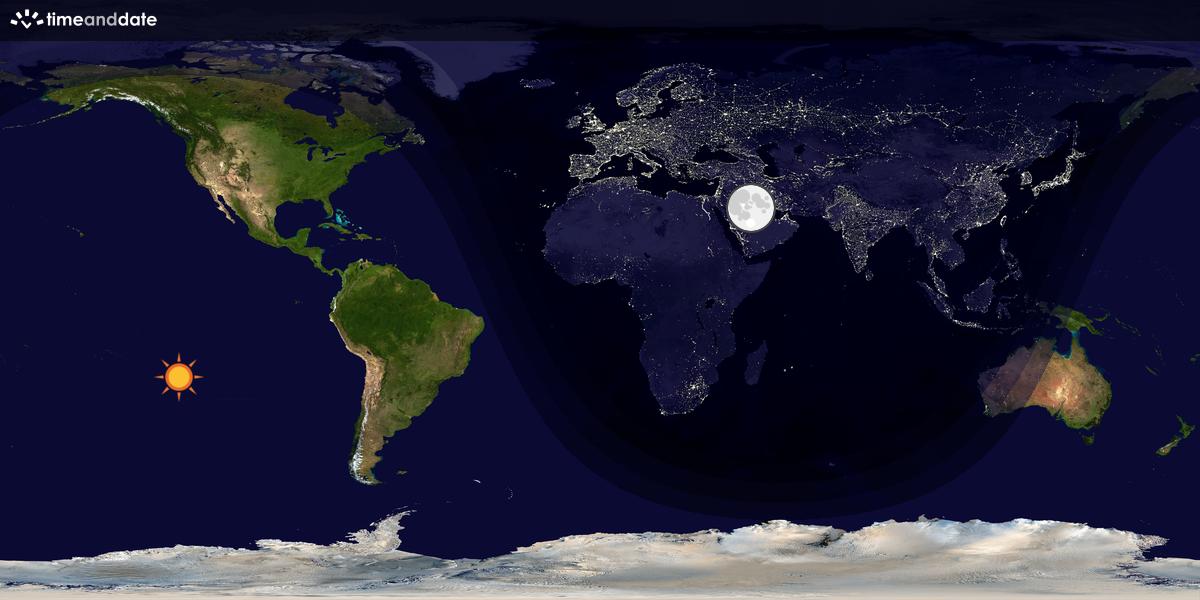 Verdenskart som viser dag og natt 