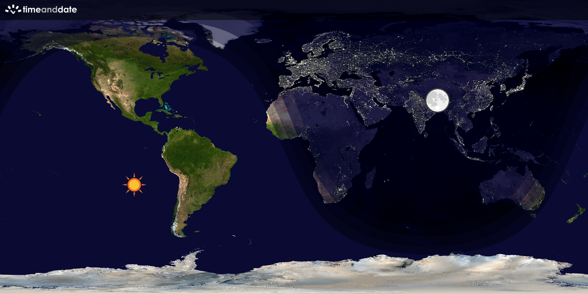 Verdenskart som viser dag og natt 