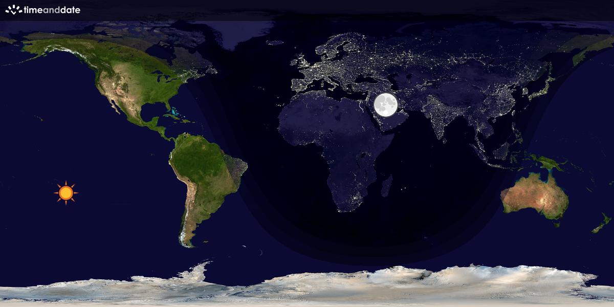 Verdenskart som viser dag og natt 