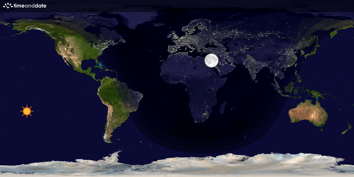 Verdenskart som viser dag og natt 