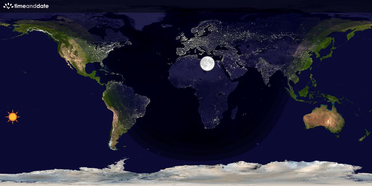 Verdenskart som viser dag og natt 