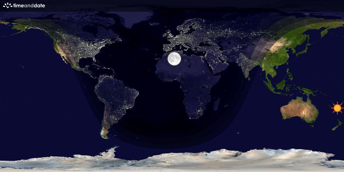 Verdenskart som viser dag og natt 