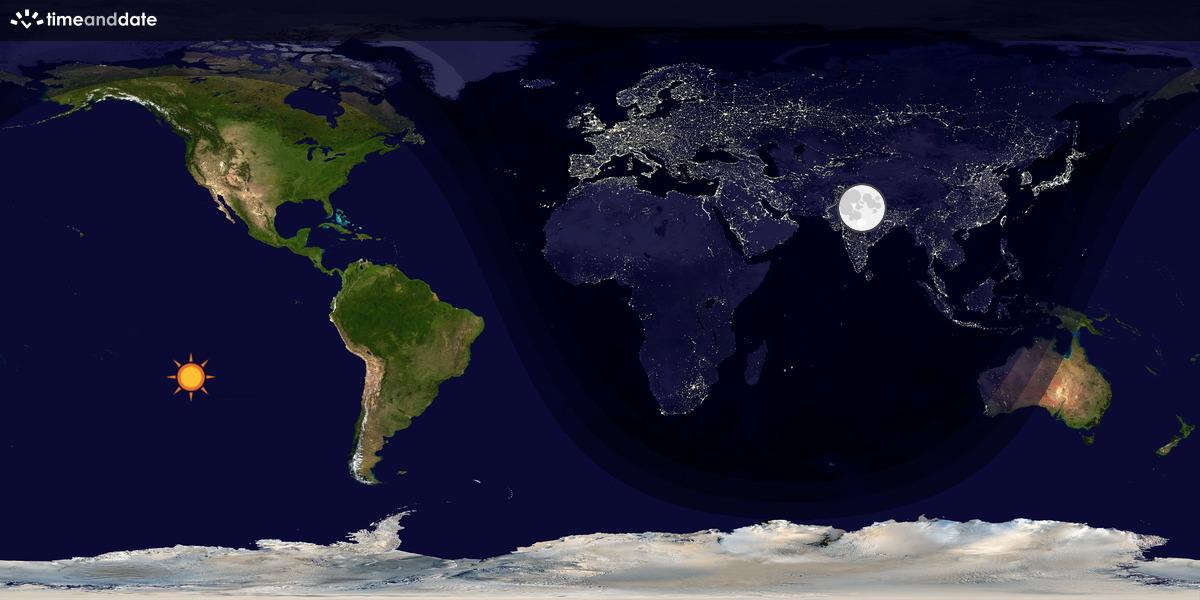 Verdenskart som viser dag og natt 