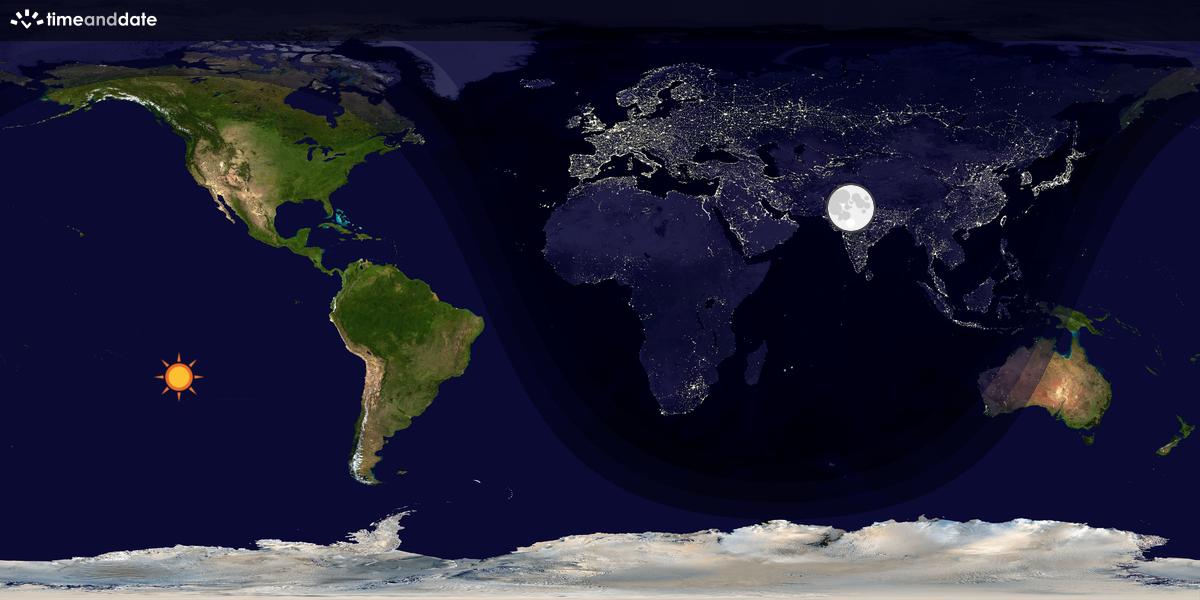 Verdenskart som viser dag og natt 