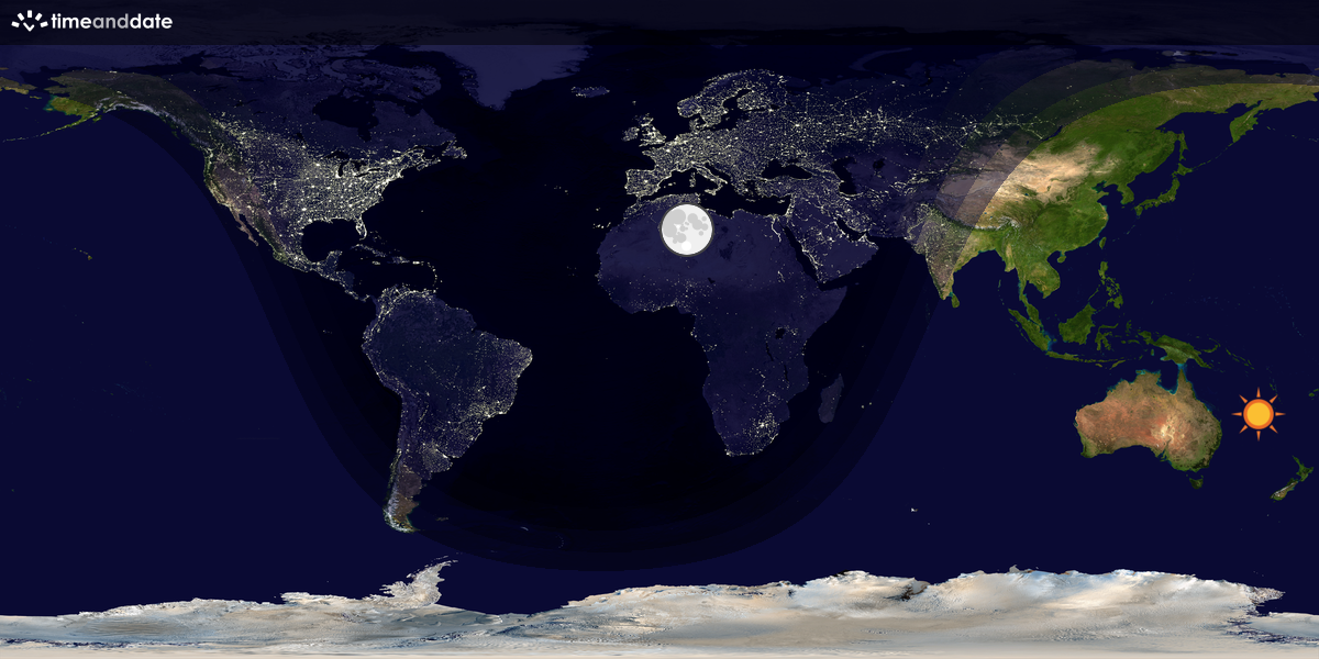 Verdenskart som viser dag og natt 