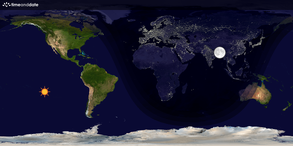 Verdenskart som viser dag og natt 