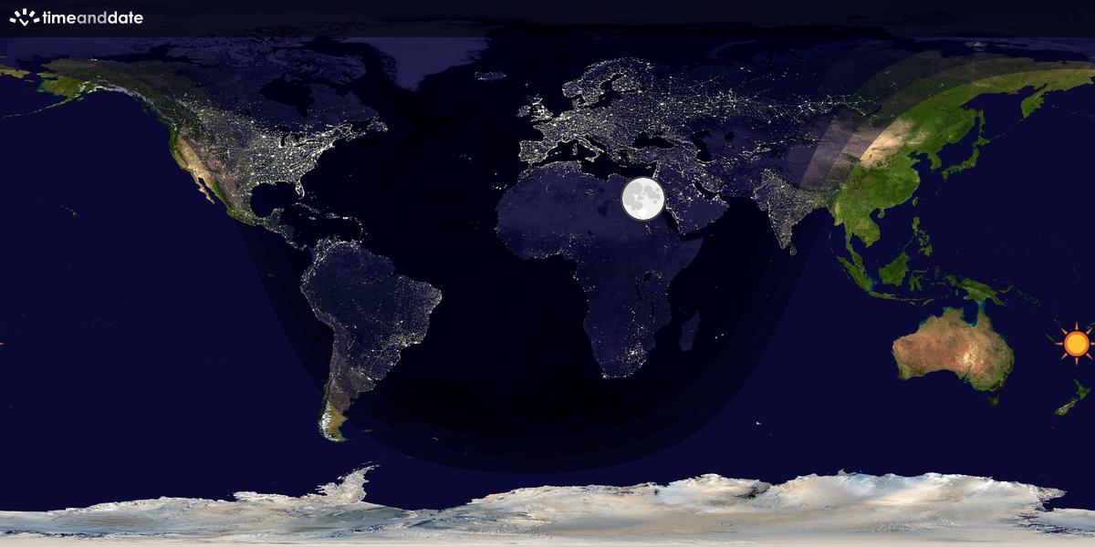 Verdenskart som viser dag og natt 