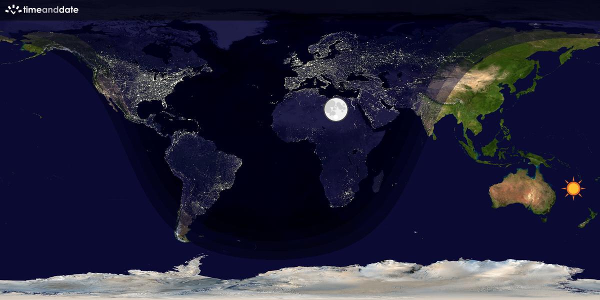 Verdenskart som viser dag og natt 