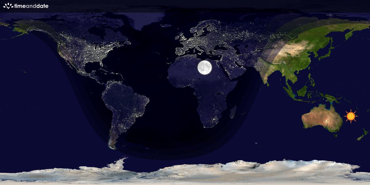Verdenskart som viser dag og natt 